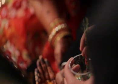 A Slow Motion Shot of Rituals being done with an Indian Couple at their Indian Wedding 