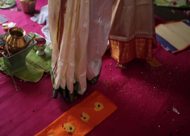 A Slow Motion Shot of Rituals being done with an Indian Couple at their Indian Wedding 