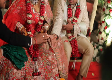 A Slow Motion Shot of Rituals being done with an Indian Couple at their Indian Wedding 