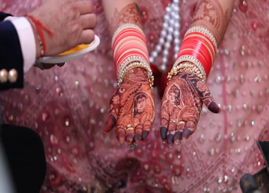 A Slow Motion Shot of Rituals being done with an Indian Couple at their Indian Wedding 