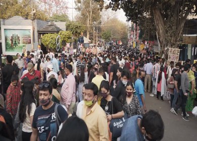 4th April 2021: Shot of people shopping at the Sarojini Nagar market in New Delhi,India 