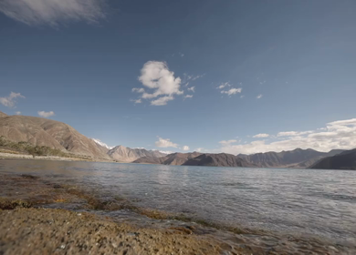 A slow motion shot of waves of water at Leh Ladakh in India