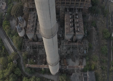 An aerial shot of a Thermal plant during Covid-19 Lockdown