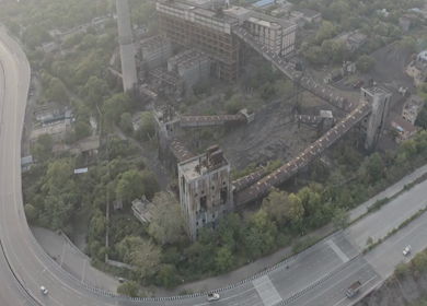 An aerial shot of a Thermal plant during Covid-19 Lockdown