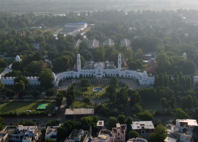 An aerial shot of Vidhan Sabha in New Delhi, India