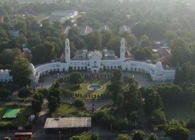 An aerial shot of Vidhan Sabha in New Delhi, India