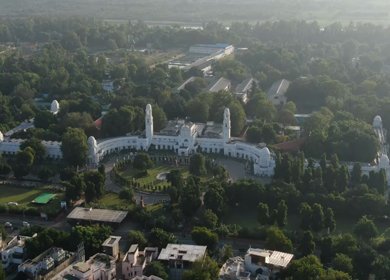An aerial shot of Vidhan Sabha in New Delhi, India