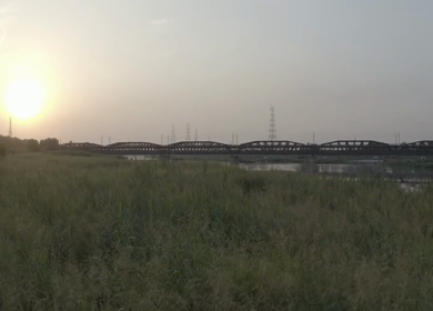 An aerial shot of the Loha Pull during Covid-19 Lockdown at New Delhi