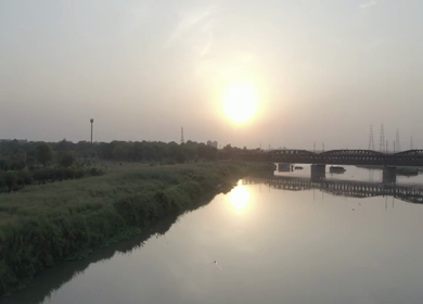 An aerial shot of the Loha Pull during Covid-19 Lockdown at New Delhi